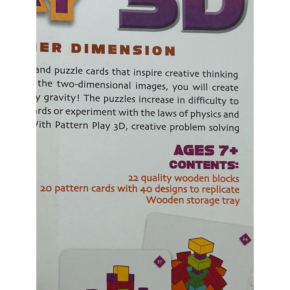 Mindware 3D Wood Brain Puzzle Pattern Play Build Stem Skills Educational Toy